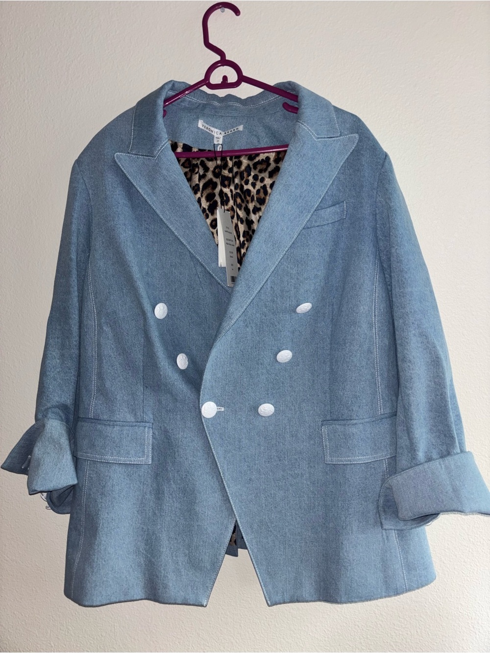 VERONICA BEARD Dickey Jacket Women sz 24 MILLER Denim Light Blue Jean Blazer NWT - Picture 5 of 9